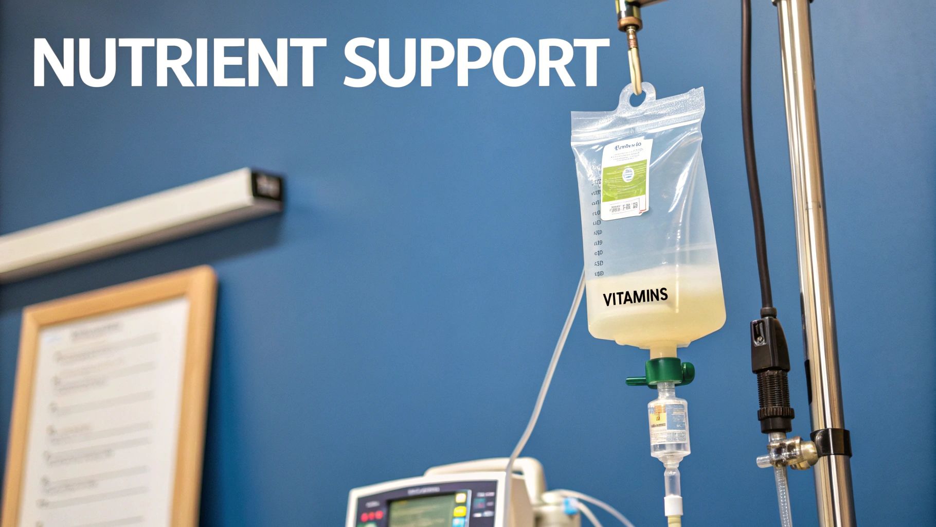 A display of various vitamin supplements including Thiamine, Magnesium, and Folate in bottles and loose pills.