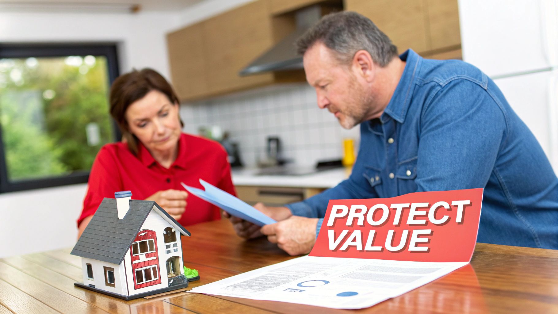 A detailed close-up shot of a roofer's hands examining the condition of weathered asphalt shingles.