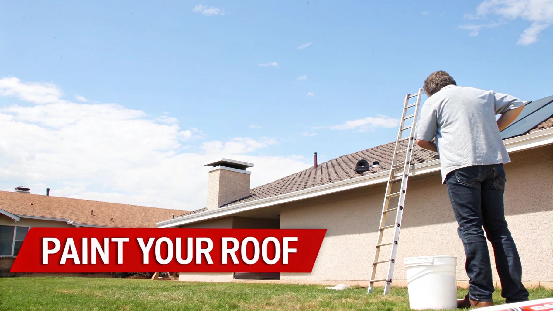 A freshly painted dark gray roof on a modern home, showcasing improved curb appeal.