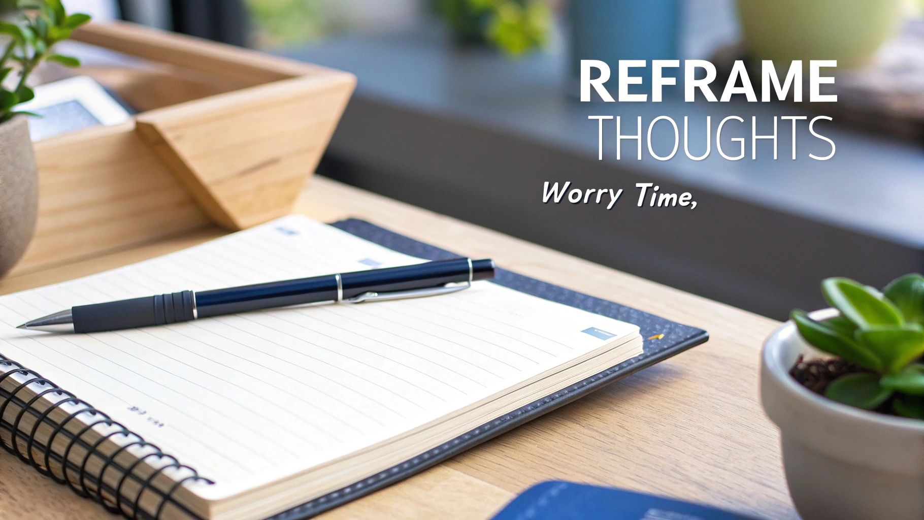 Person sitting at a desk with a notebook, thoughtfully writing down their thoughts, representing the process of using a thought record.