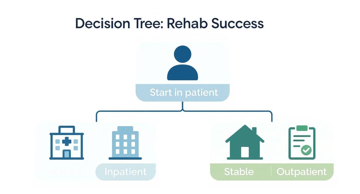 Infographic about outpatient vs inpatient rehab