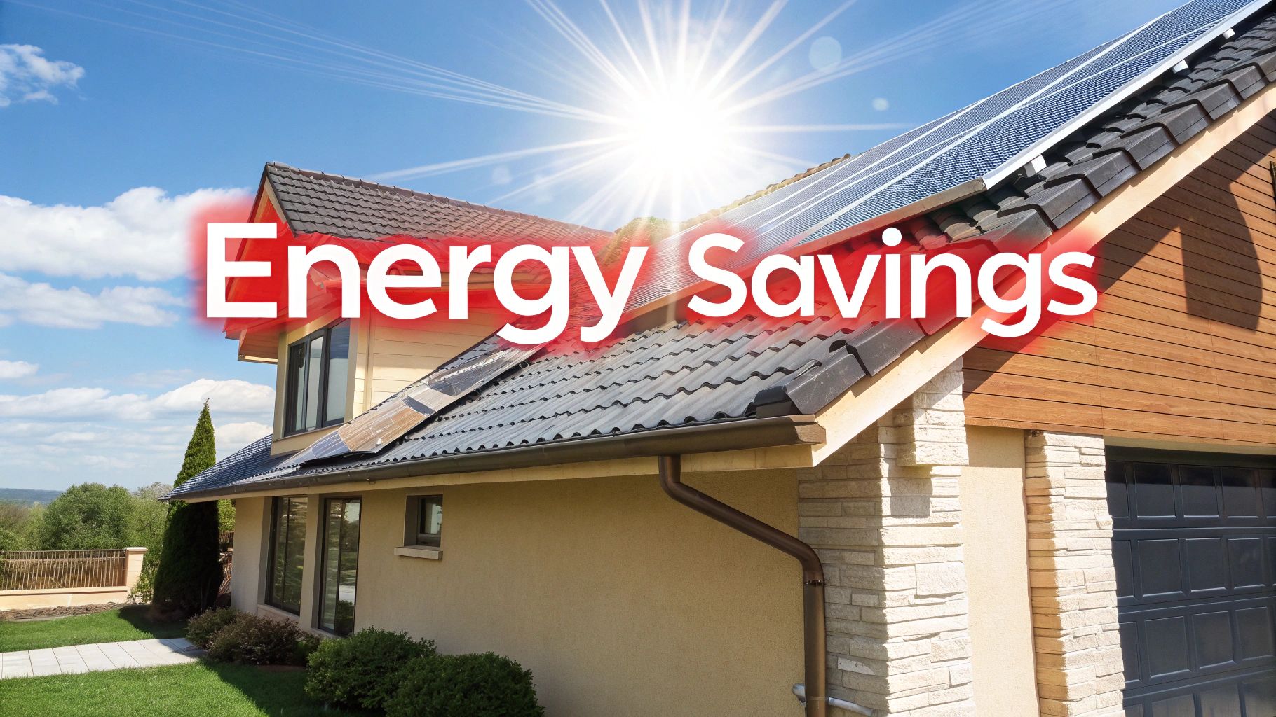 A bright, energy-efficient metal roof on a sunny day.