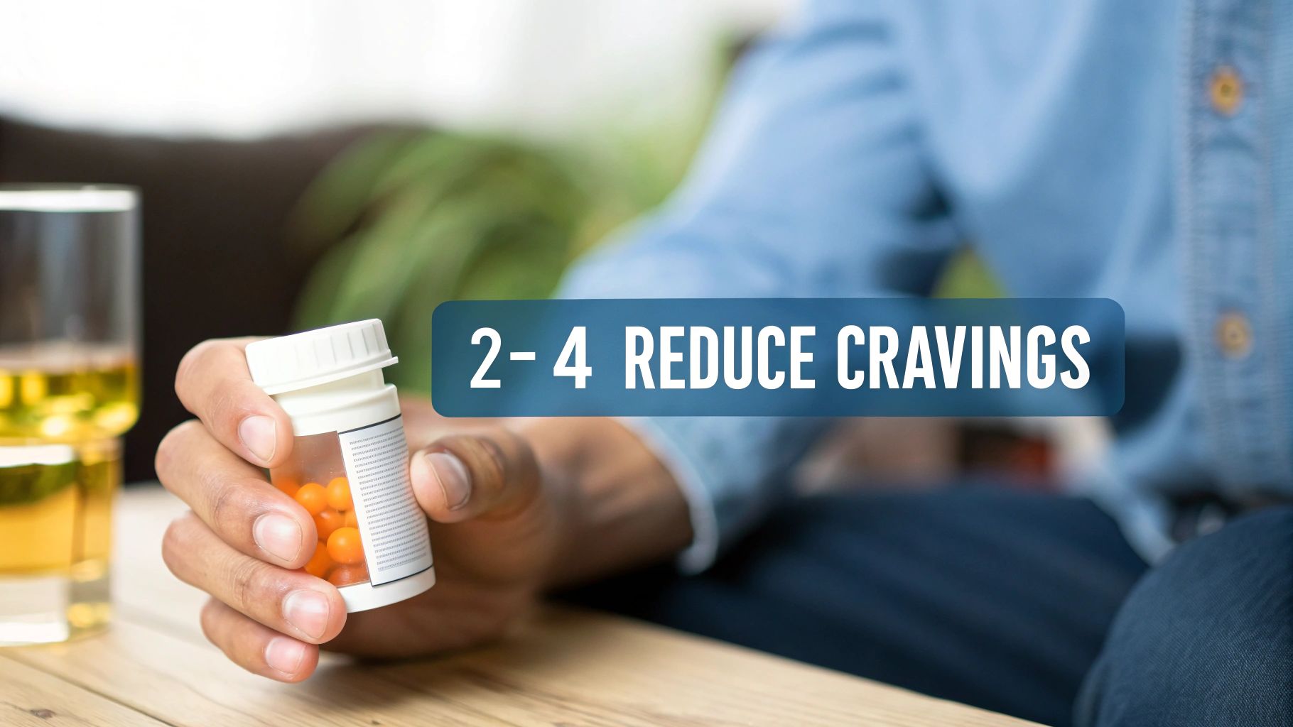 A person holding a naltrexone pill, illustrating its role in treatment.