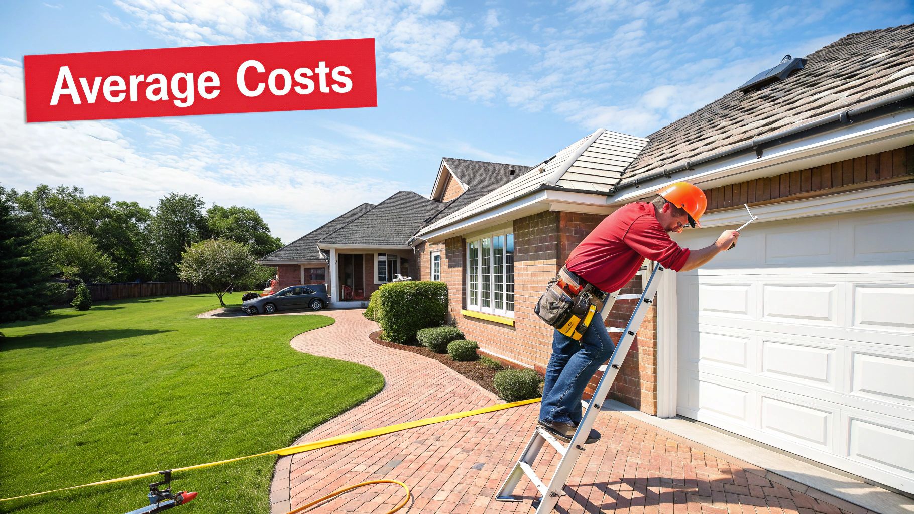 A professional roofer measuring a residential roof for a replacement estimate.