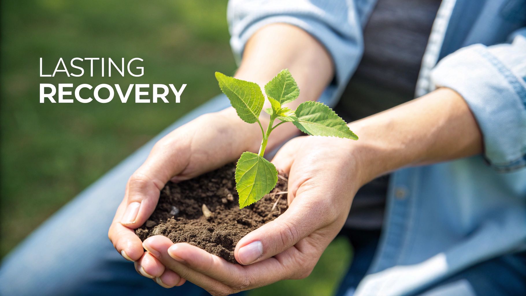 A group of diverse people walking together in a sunny, natural setting, symbolizing community and forward movement in recovery.