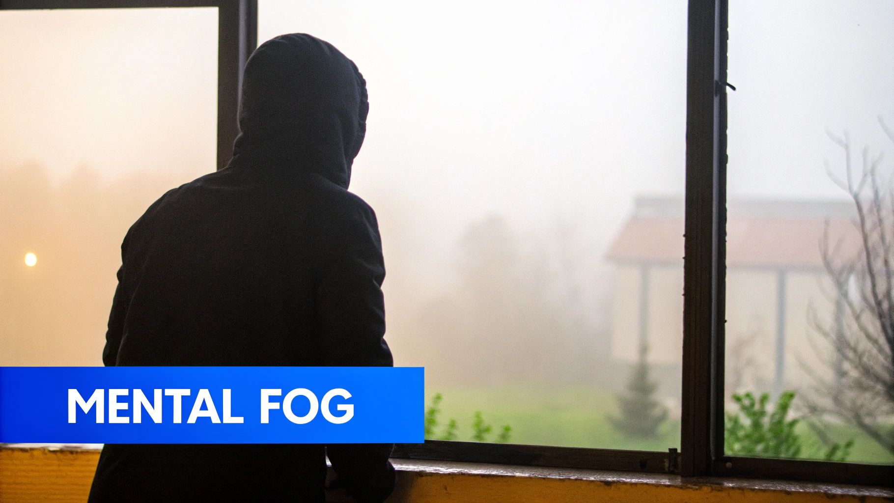 A person sitting alone, conveying a sense of emotional and mental distress.