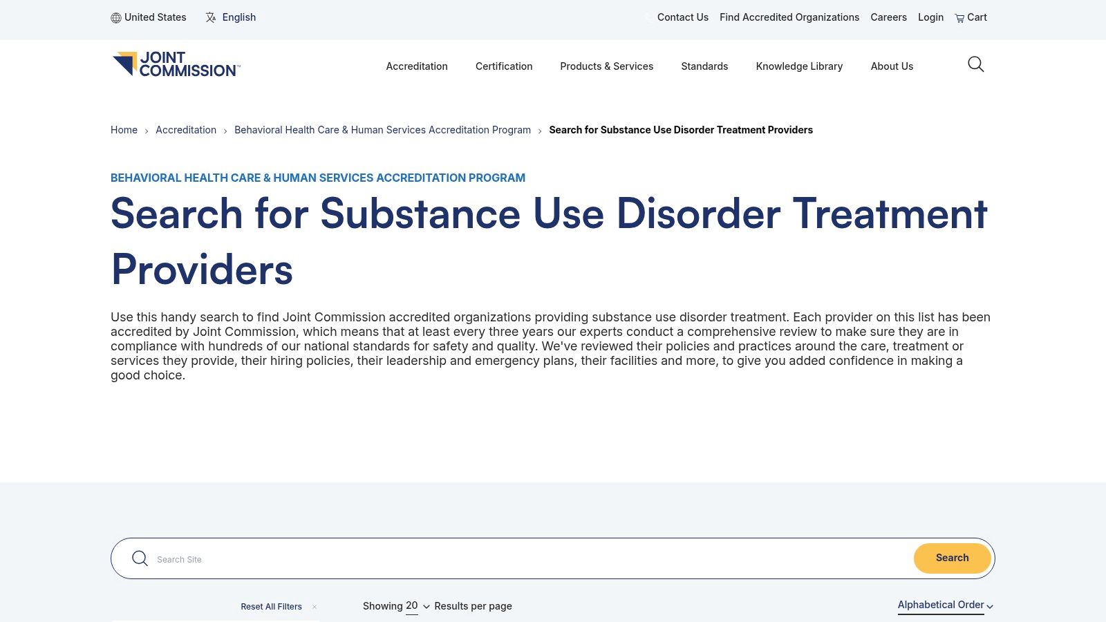 The Joint Commission – Substance Use Disorder Provider Locator