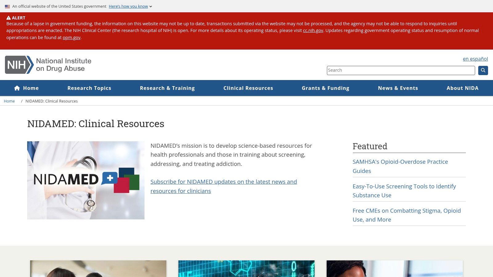 NIDA NIDAMED Clinical Resources