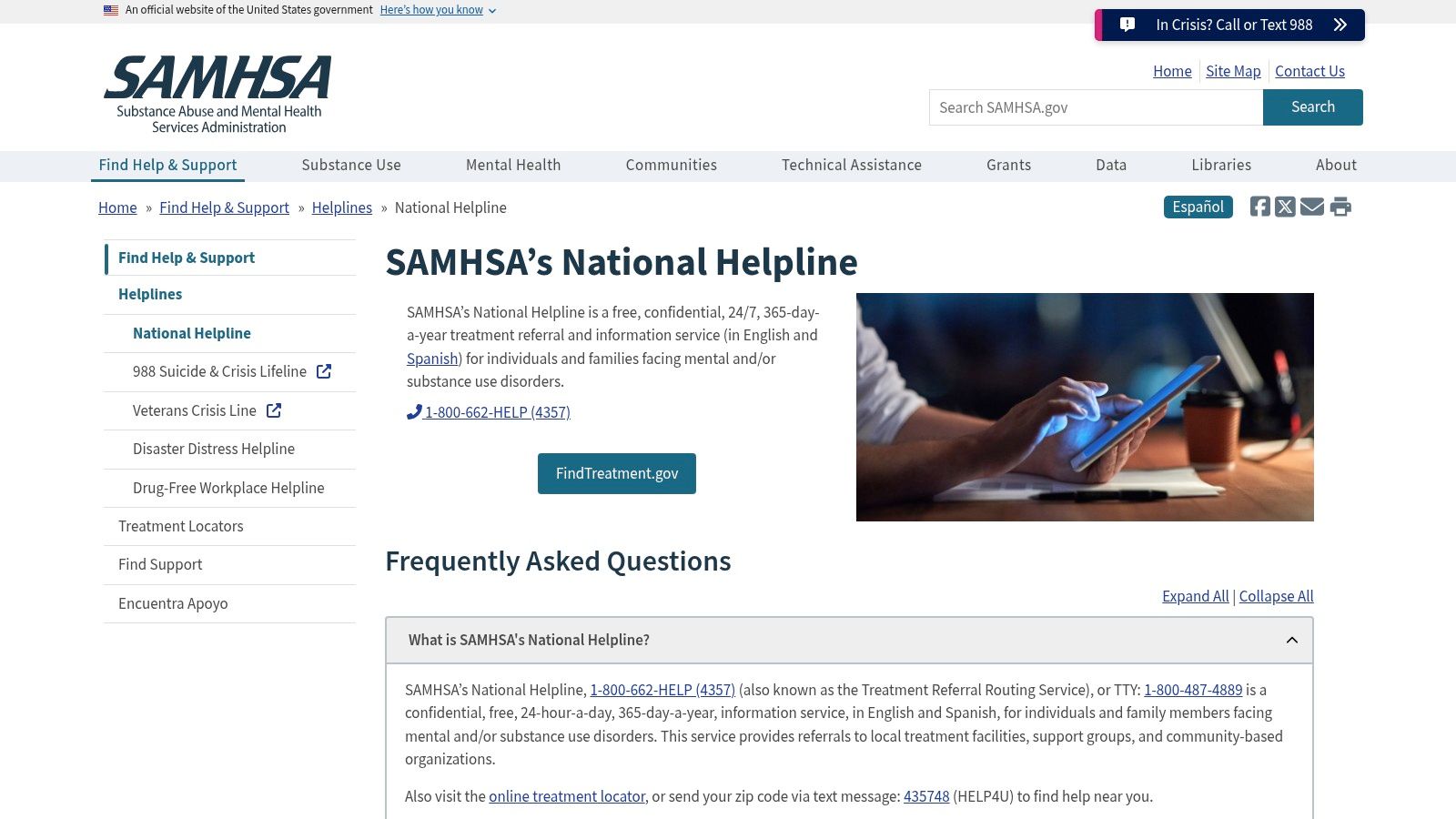 SAMHSA National Helpline
