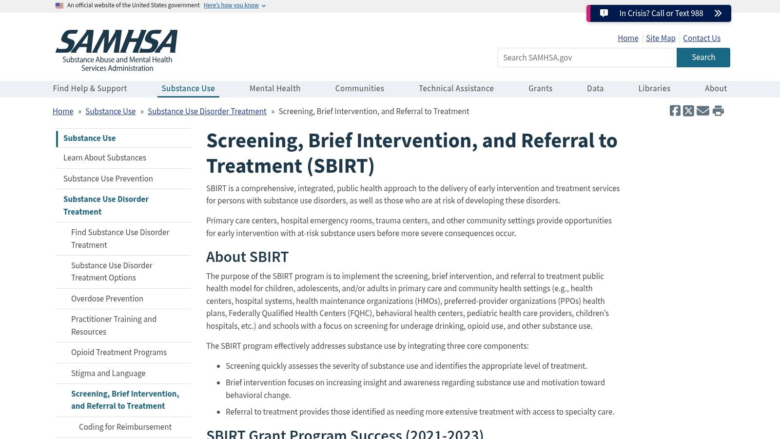 SAMHSA SBIRT Resource Hub and Library