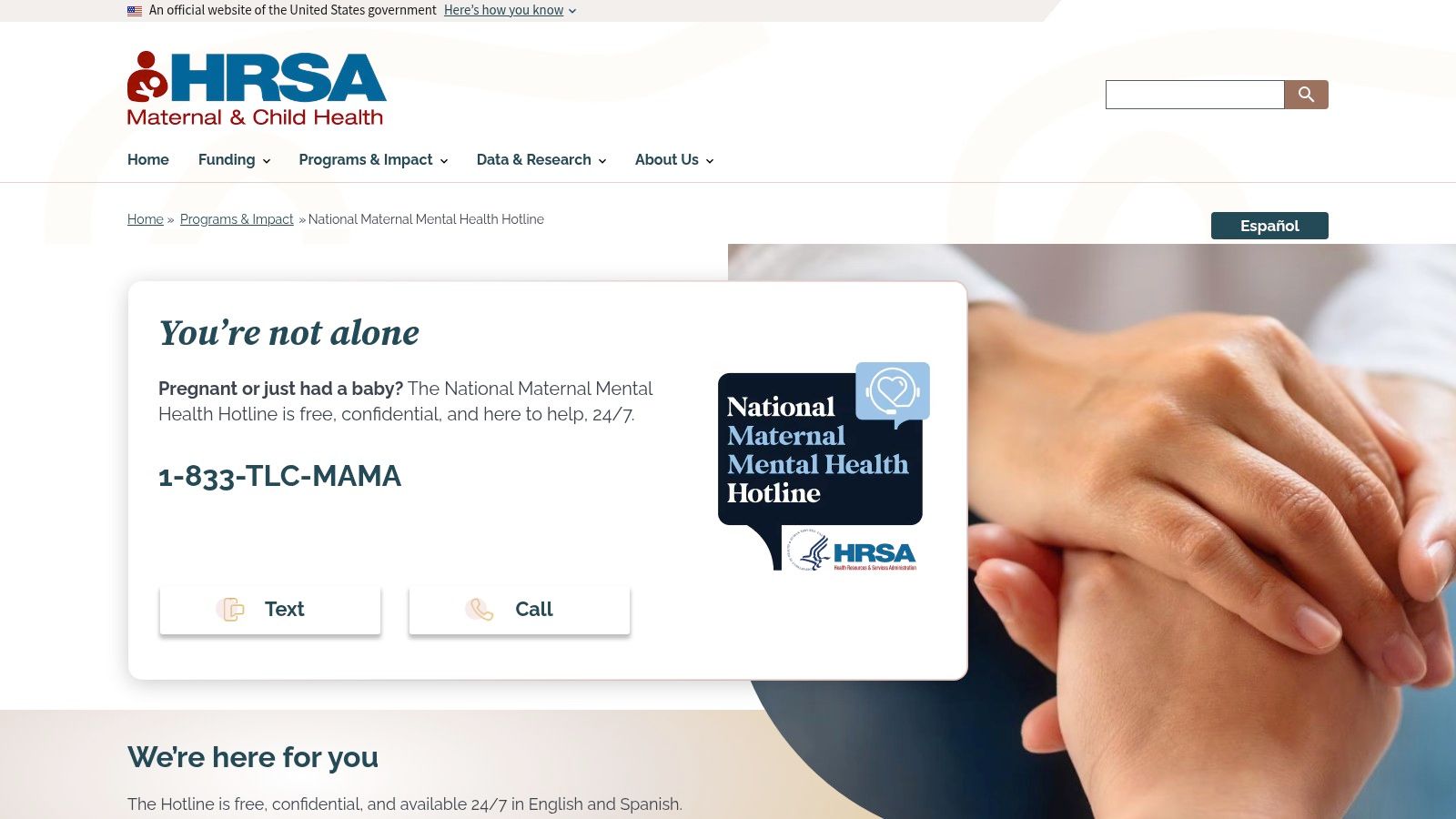 National Maternal Mental Health Hotline