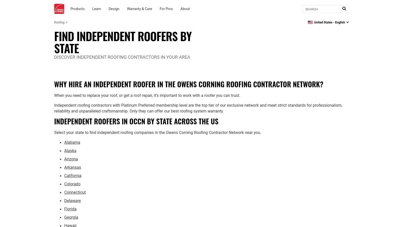 Owens Corning Roofing Contractor Network (Locator)