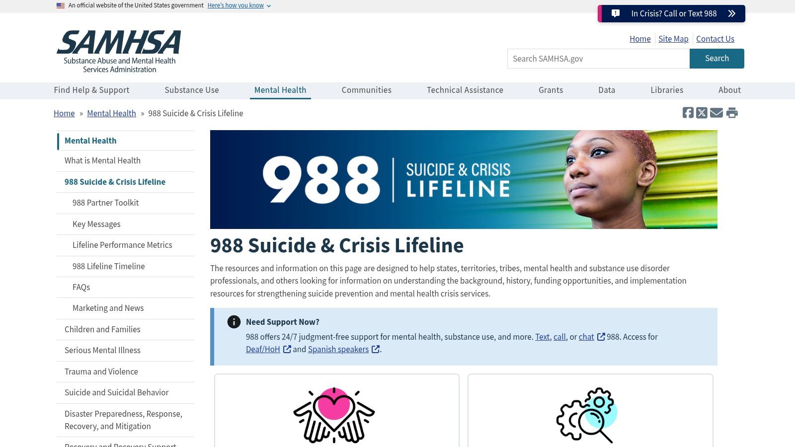 988 Suicide & Crisis Lifeline (SAMHSA)