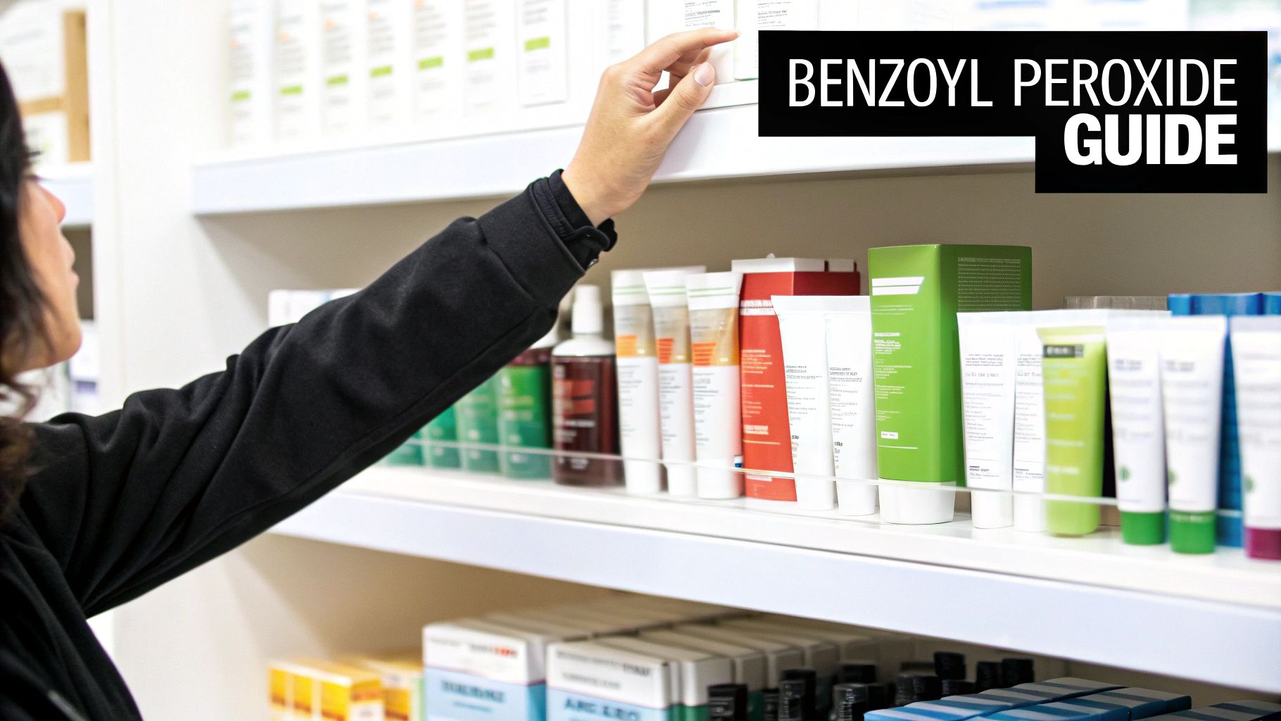 Woman applying acne treatment cream to her face