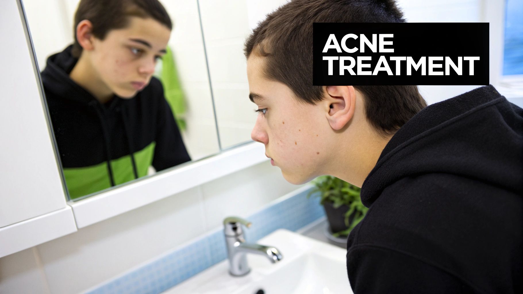 A person applying benzoyl peroxide cream to their face as part of their skincare routine.