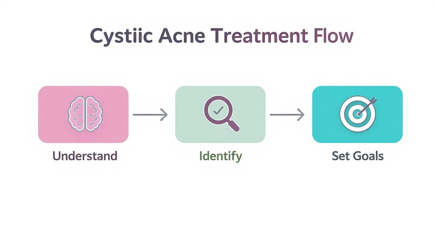 Infographic about how to treat cystic acne at home
