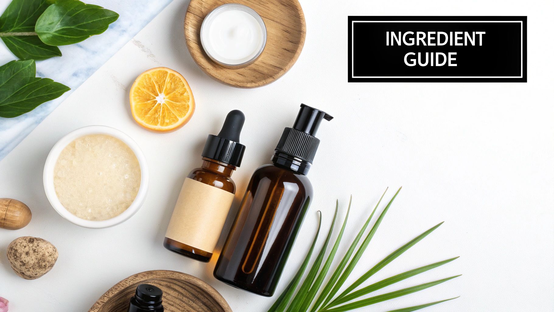 A person closely examining the ingredient list on a skincare product.