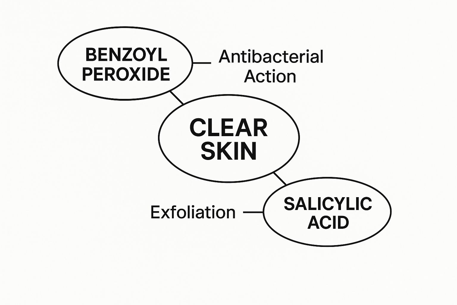 Infographic about benzoyl peroxide and salicylic acid together