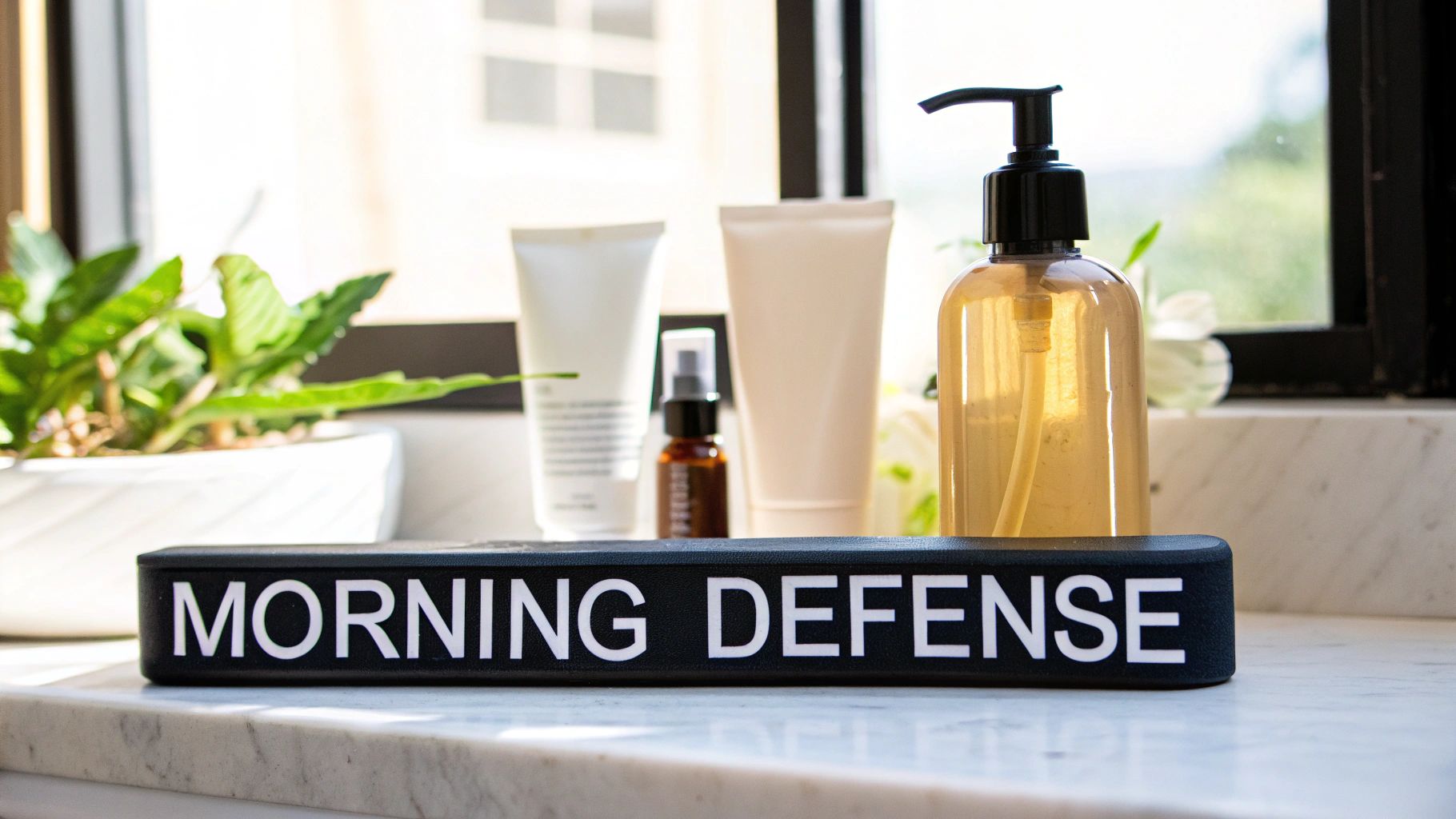 A woman with a towel on her head applying a gentle cleanser to her face in the morning.
