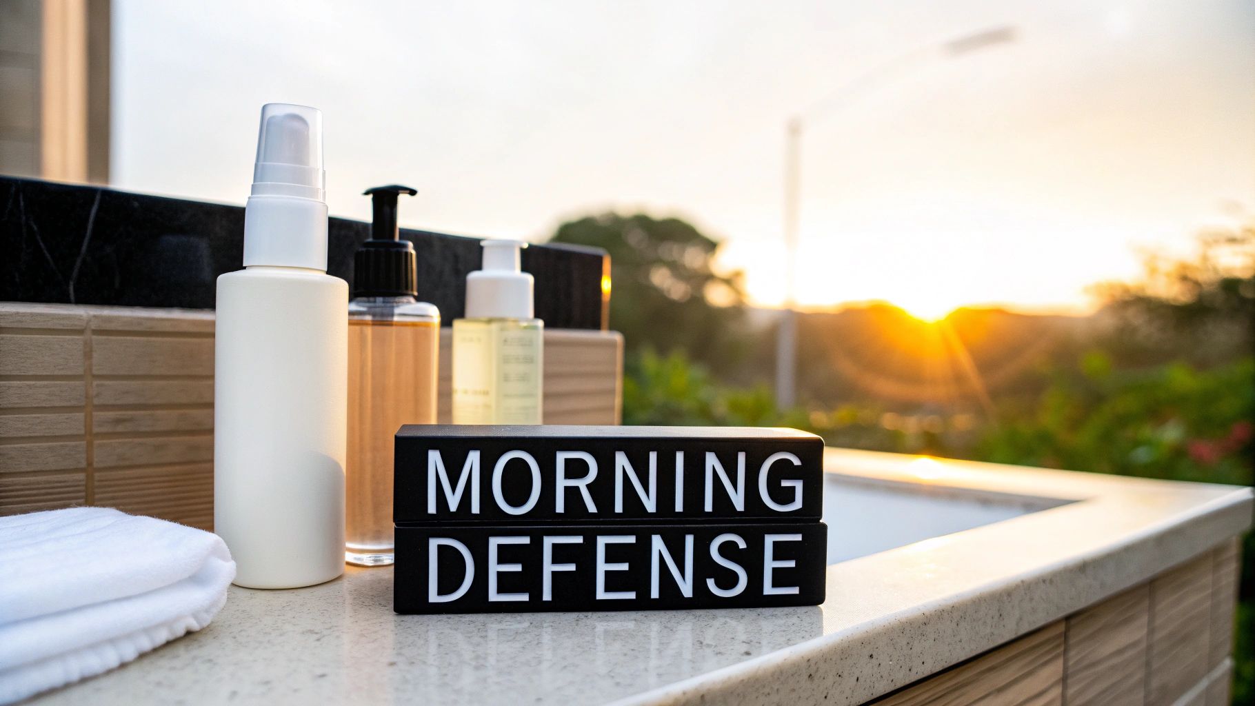 Person applying moisturizer in the morning