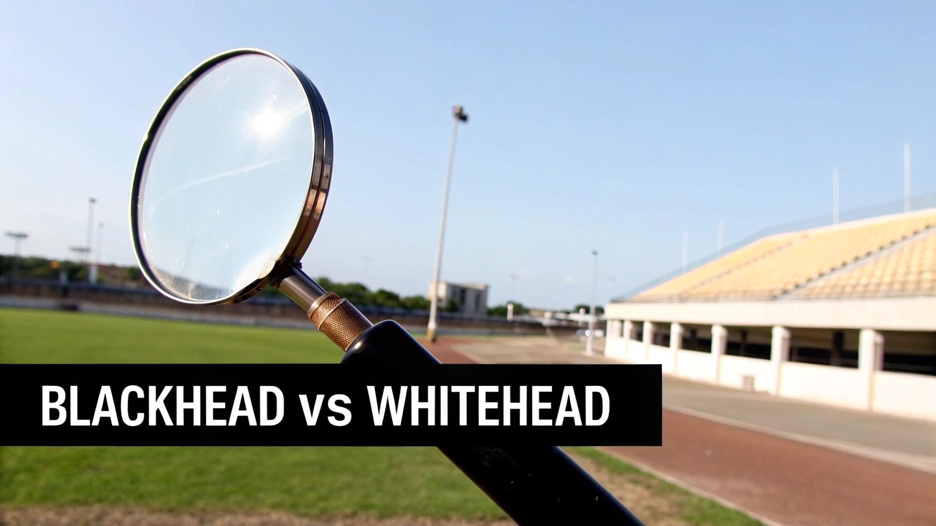 A detailed image showing the visual differences between a blackhead and a whitehead on the skin.