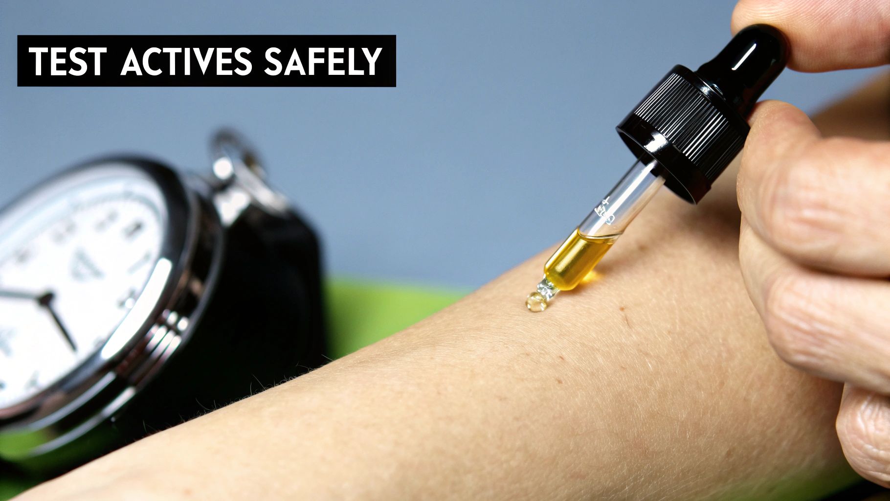 A bottle of skincare product with a dropper, symbolizing active ingredients