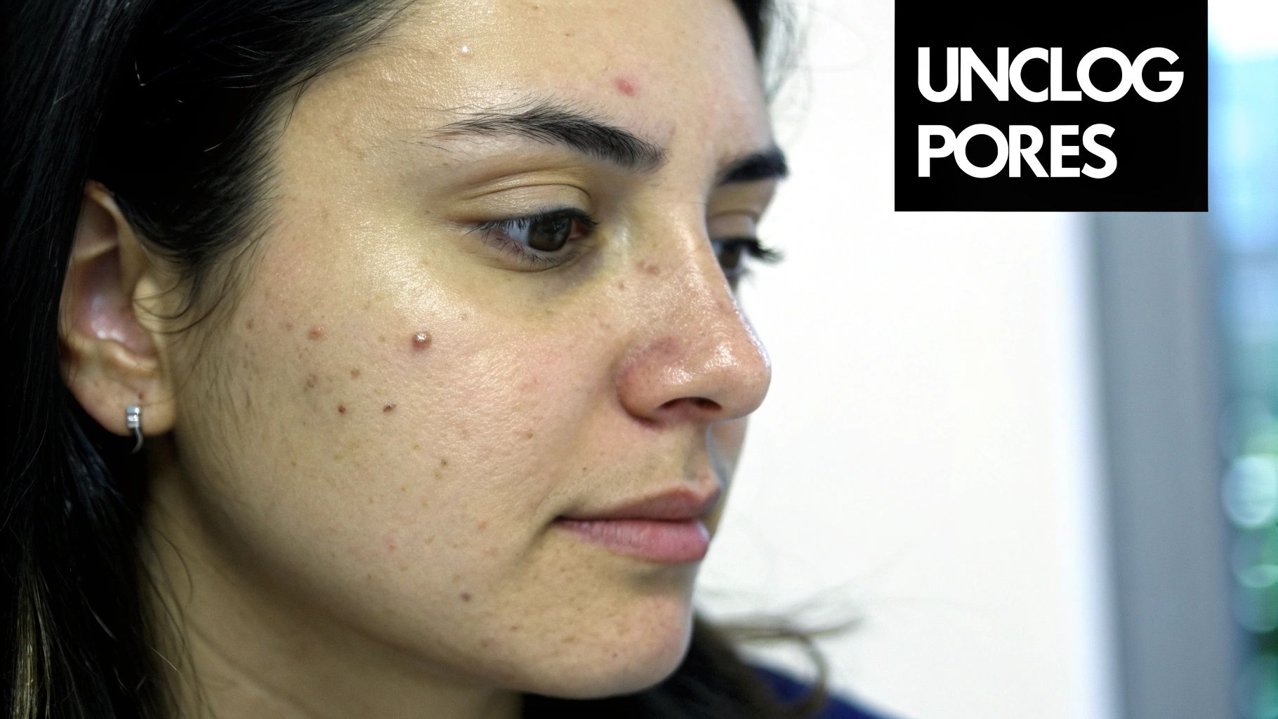 A microscopic view showing salicylic acid molecules penetrating into a skin pore.