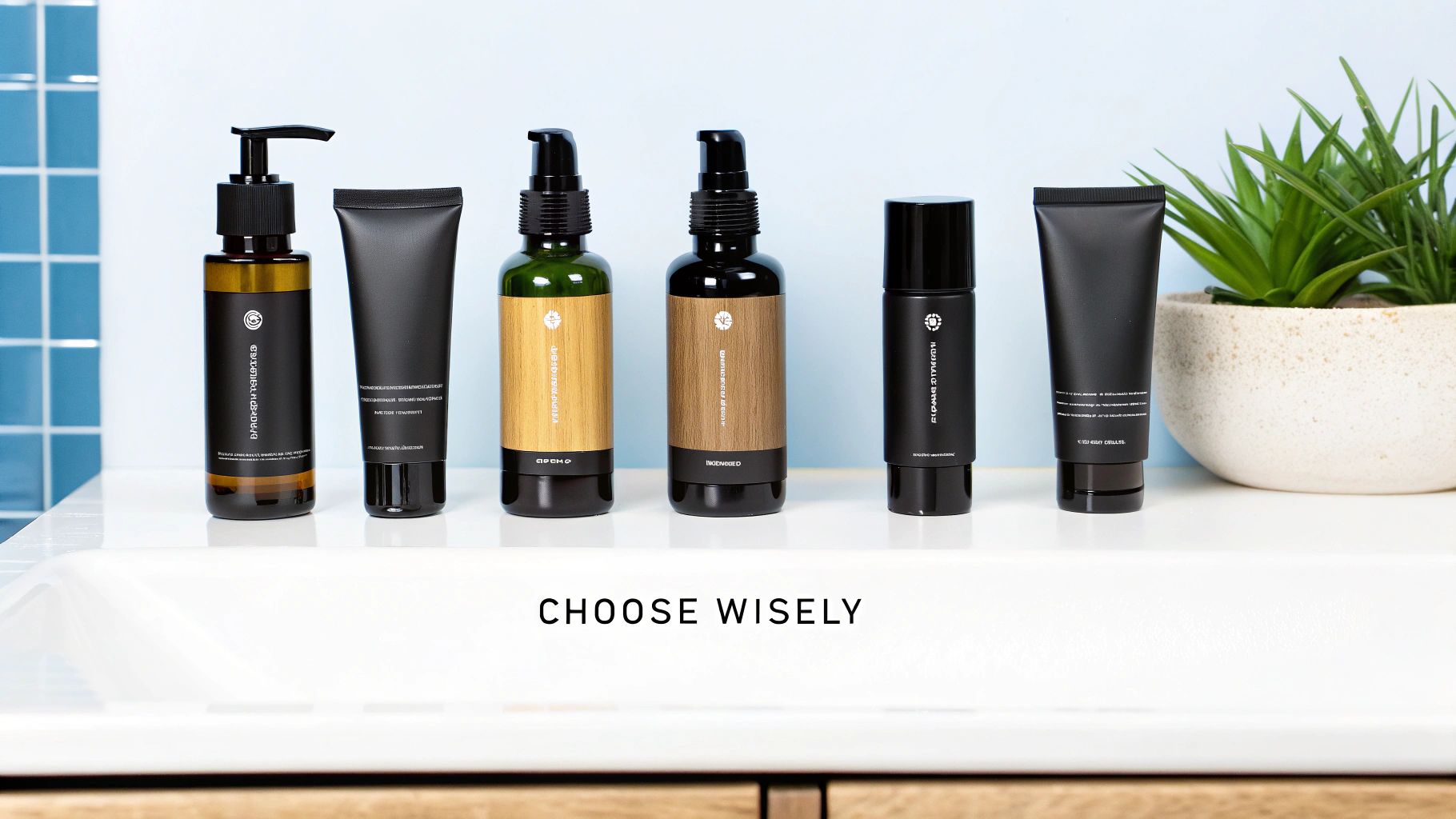 A person choosing between two different skincare products, representing the choice in benzoyl peroxide formulations.
