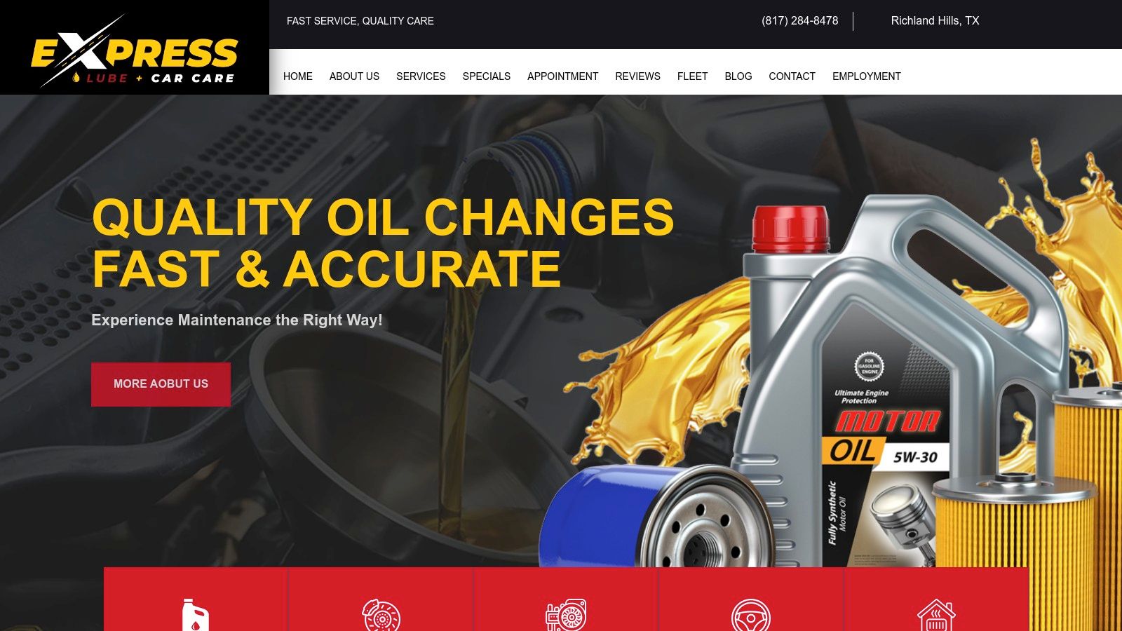 Express Lube & Car Care in Richland Hills, TX, offering fast oil changes and comprehensive auto repair services.