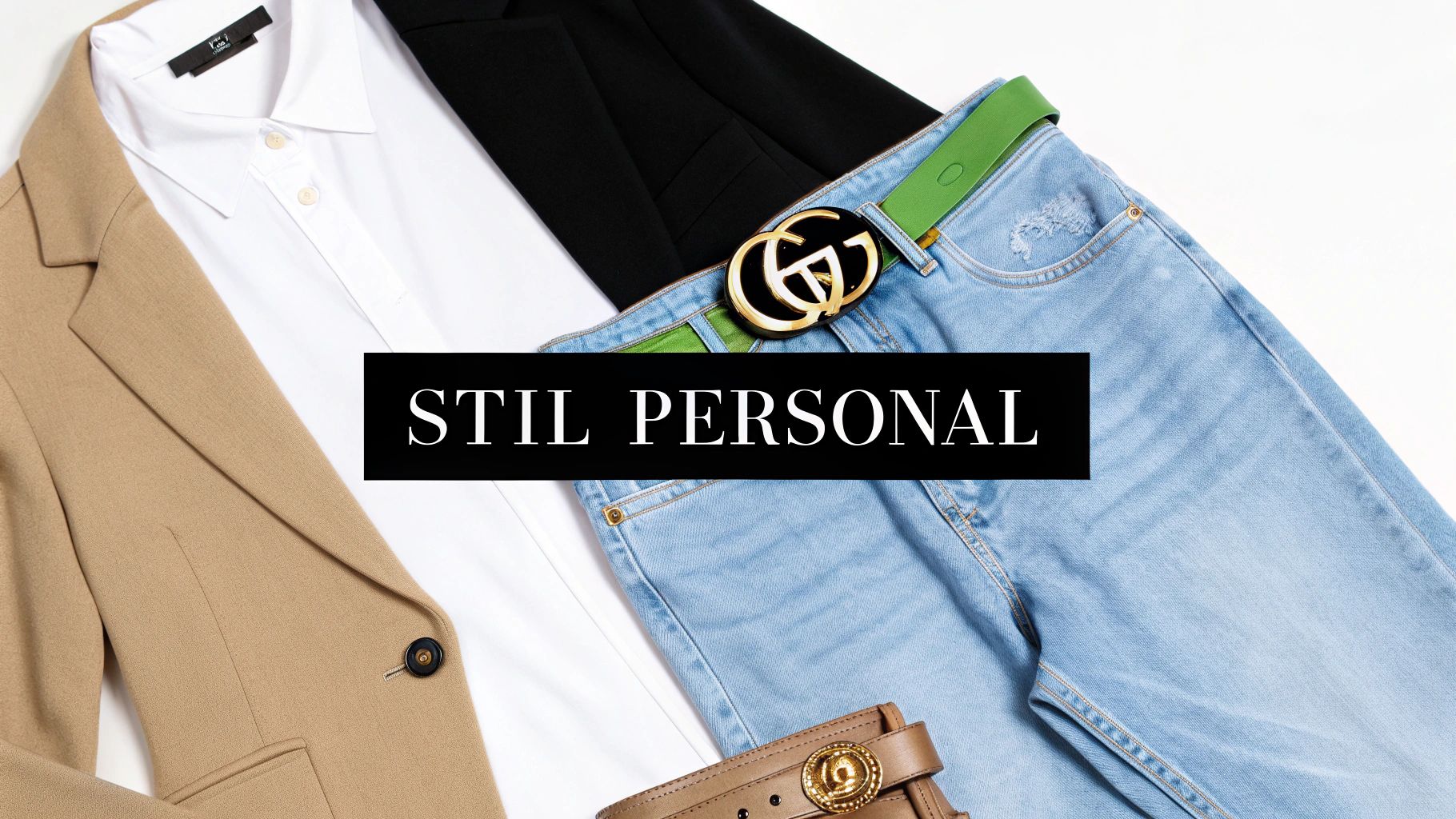 Bărbat purtând o curea Gucci cu o ținută smart-casual