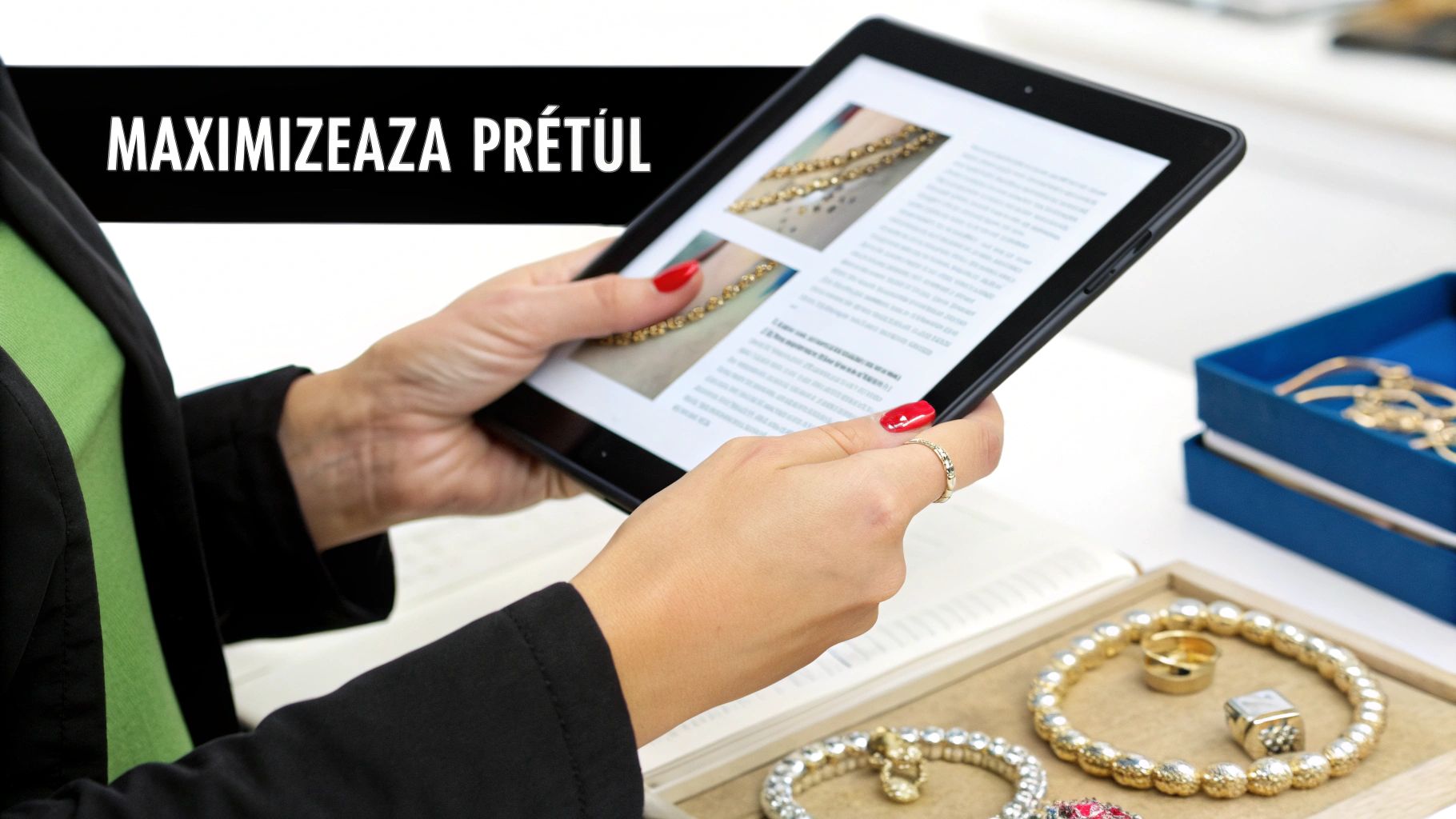O persoană curățând o bijuterie din aur cu o cârpă moale