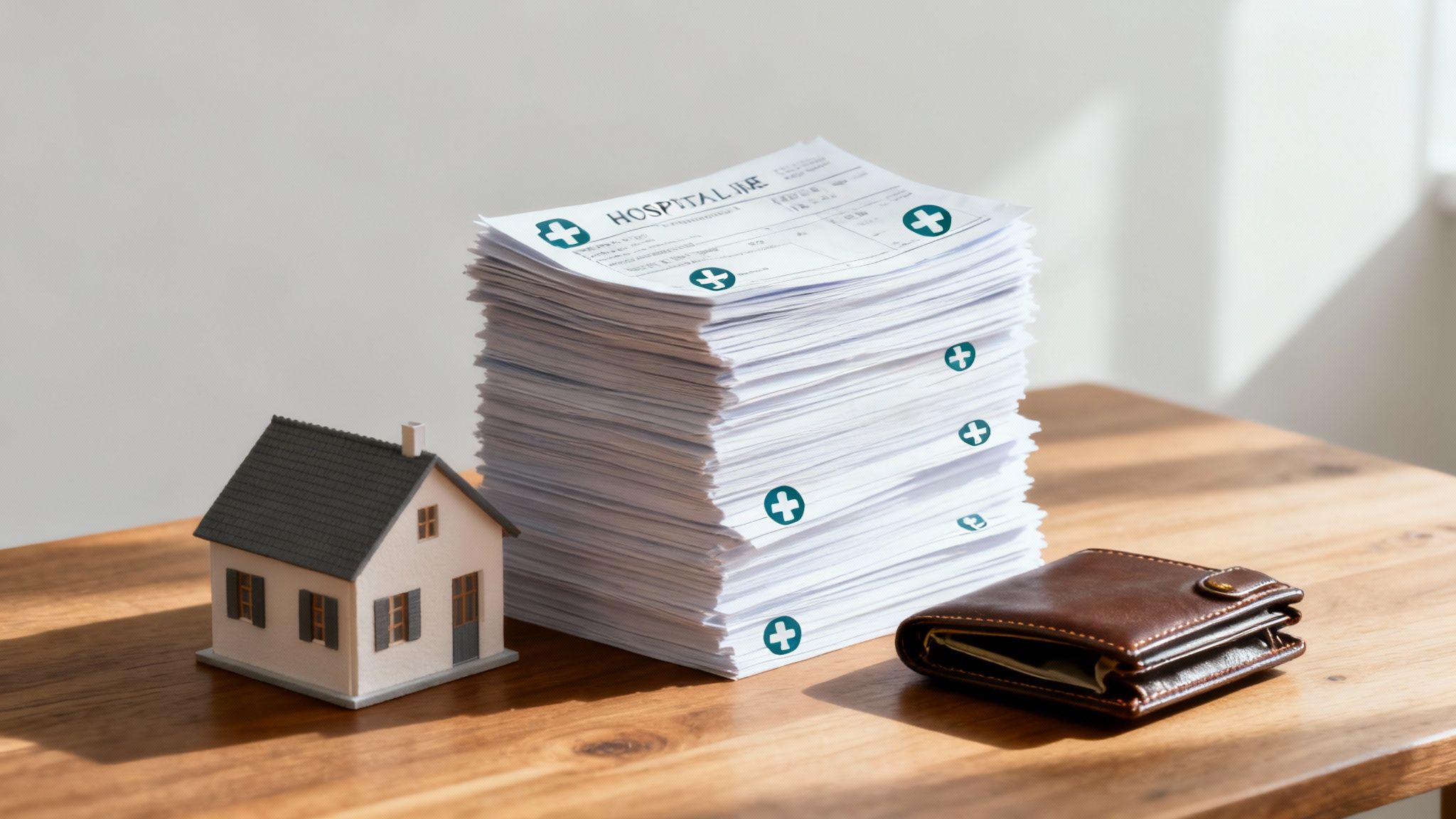 Una calculadora y un estetoscopio simbolizando el costo de la salud sin un seguro médico gastos mayores