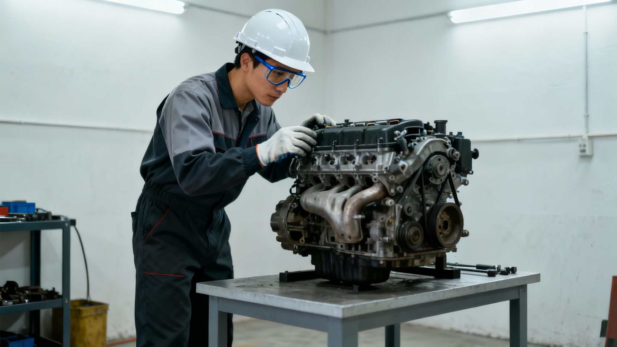 Un trabajador de la construcción en un sitio en Sonora usando equipo de seguridad, con el texto "La importancia de prevenir accidentes laborales" incrustado en la imagen.