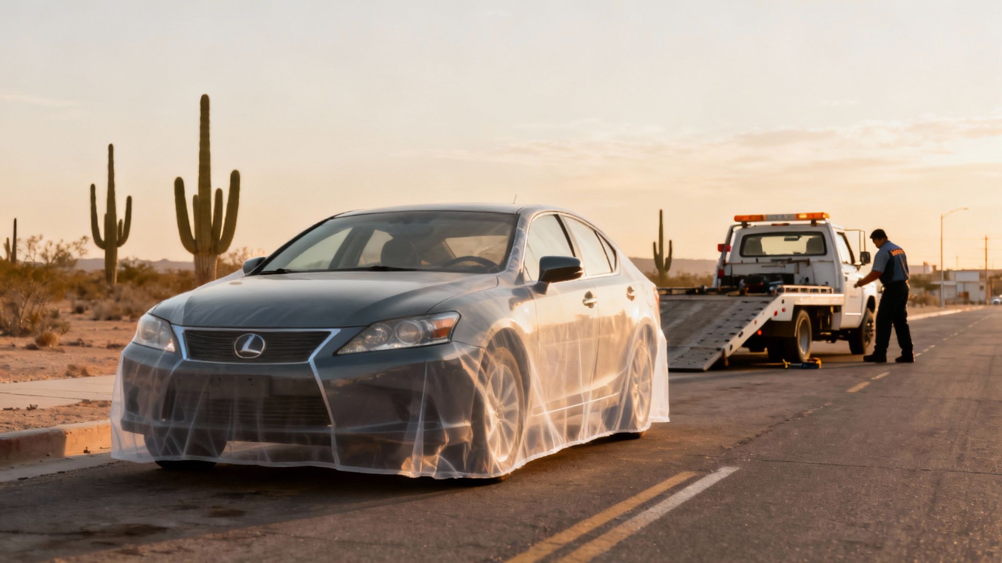 Conductor manejando con confianza por una carretera de Sonora, representando la tranquilidad de un seguro de cobertura amplia para auto.