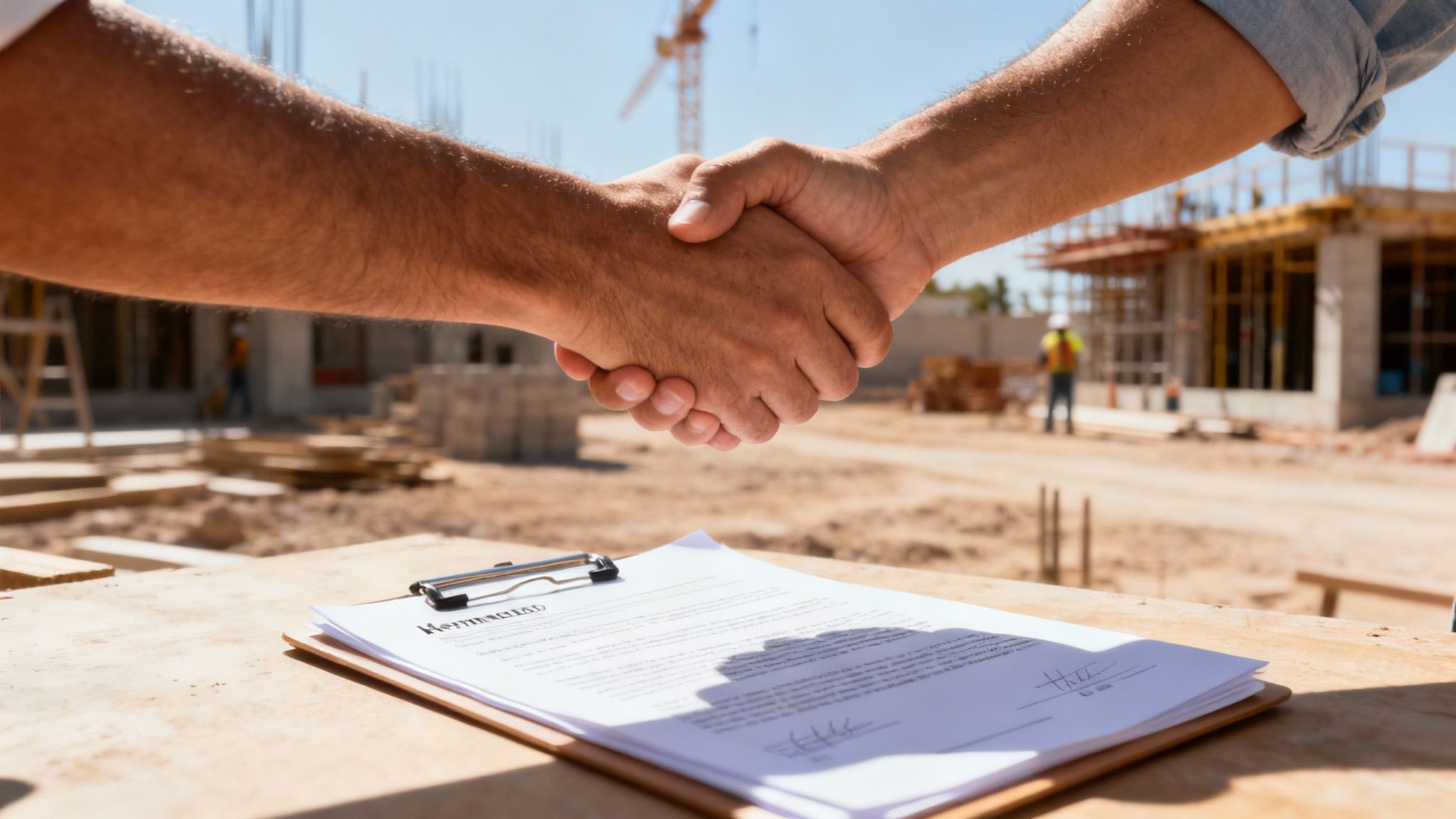 Una persona firmando un contrato de póliza de fianza en un escritorio