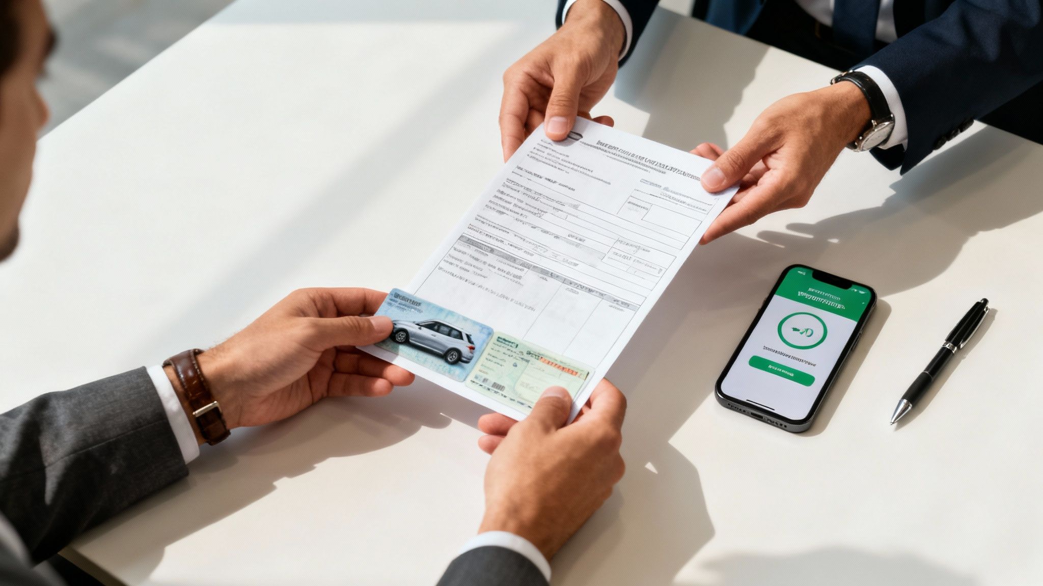 Un asesor explicando los pasos para contratar un seguro de auto GNP a un cliente en Hermosillo