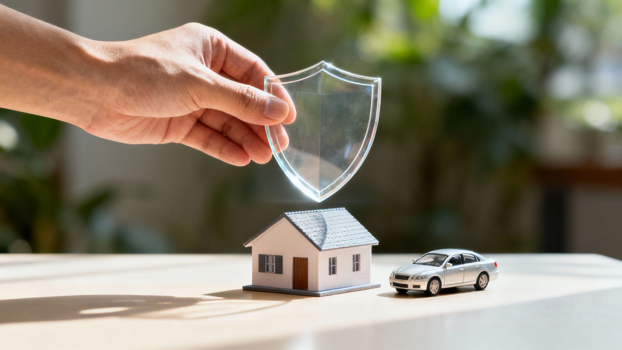 Una familia de Hermosillo protegida bajo un paraguas simbólico de seguro, con el título "Los seguros, tu herramienta de prevención".