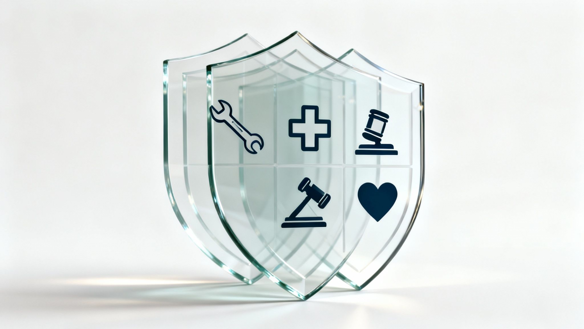 Una ilustración de un escudo protegiendo un negocio y una casa, con el texto "Las coberturas esenciales que protegen tu patrimonio" sobrepuesto.