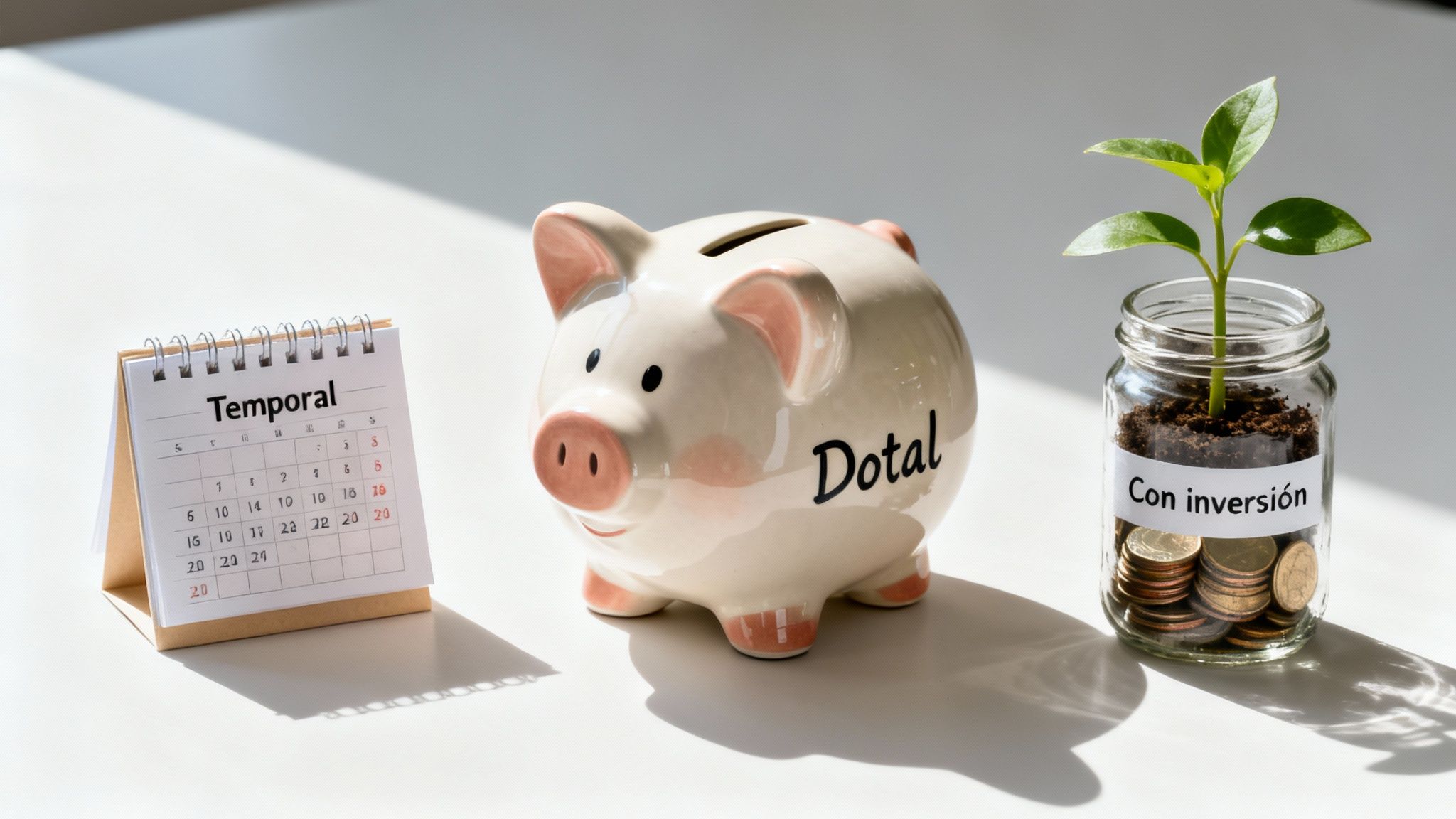 Comparación visual de planes de ahorro y seguros de vida: temporal, dotal y con inversión.