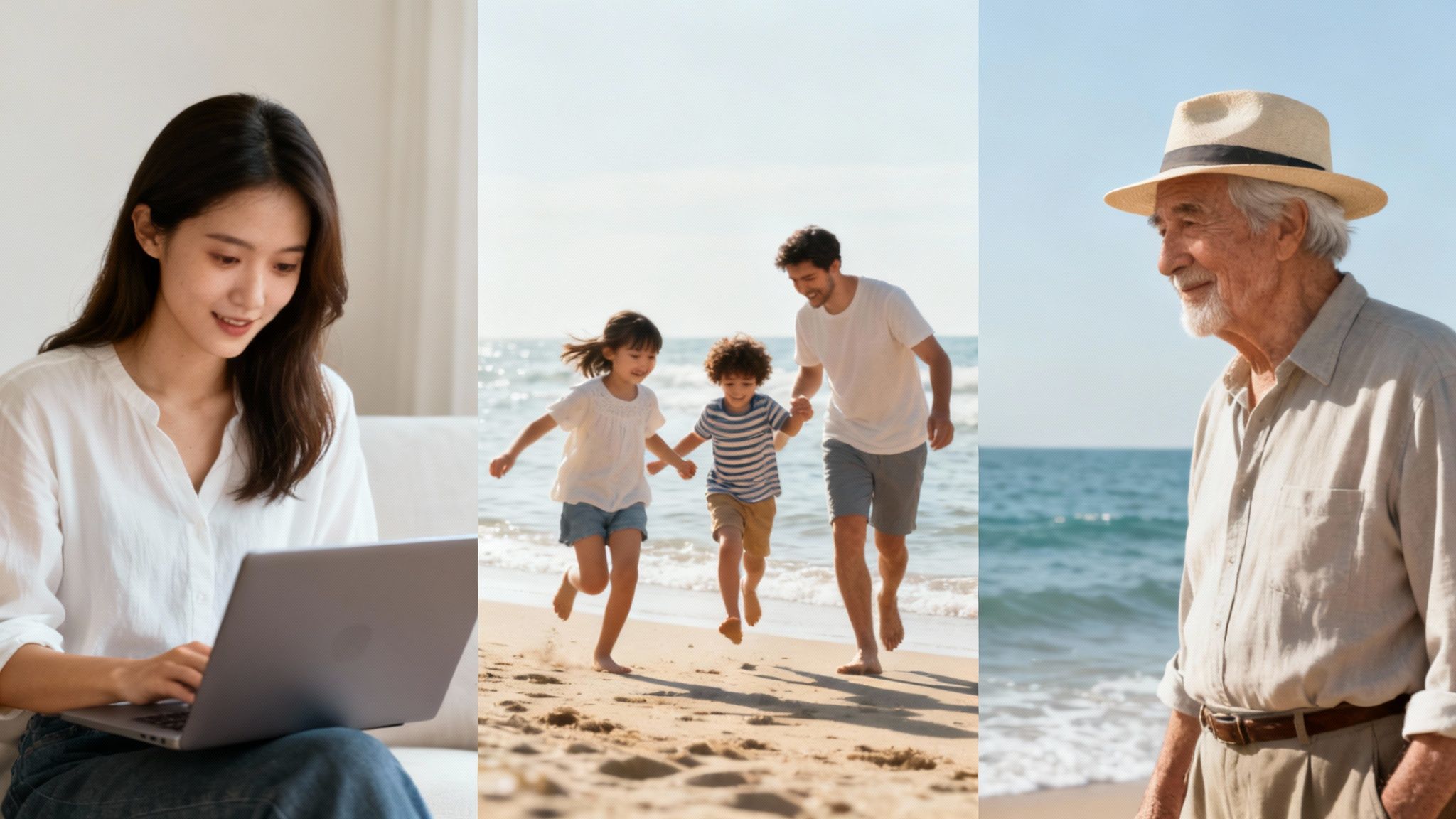 Una familia disfrutando de un día soleado, representando diferentes etapas de la vida para elegir un seguro médico.