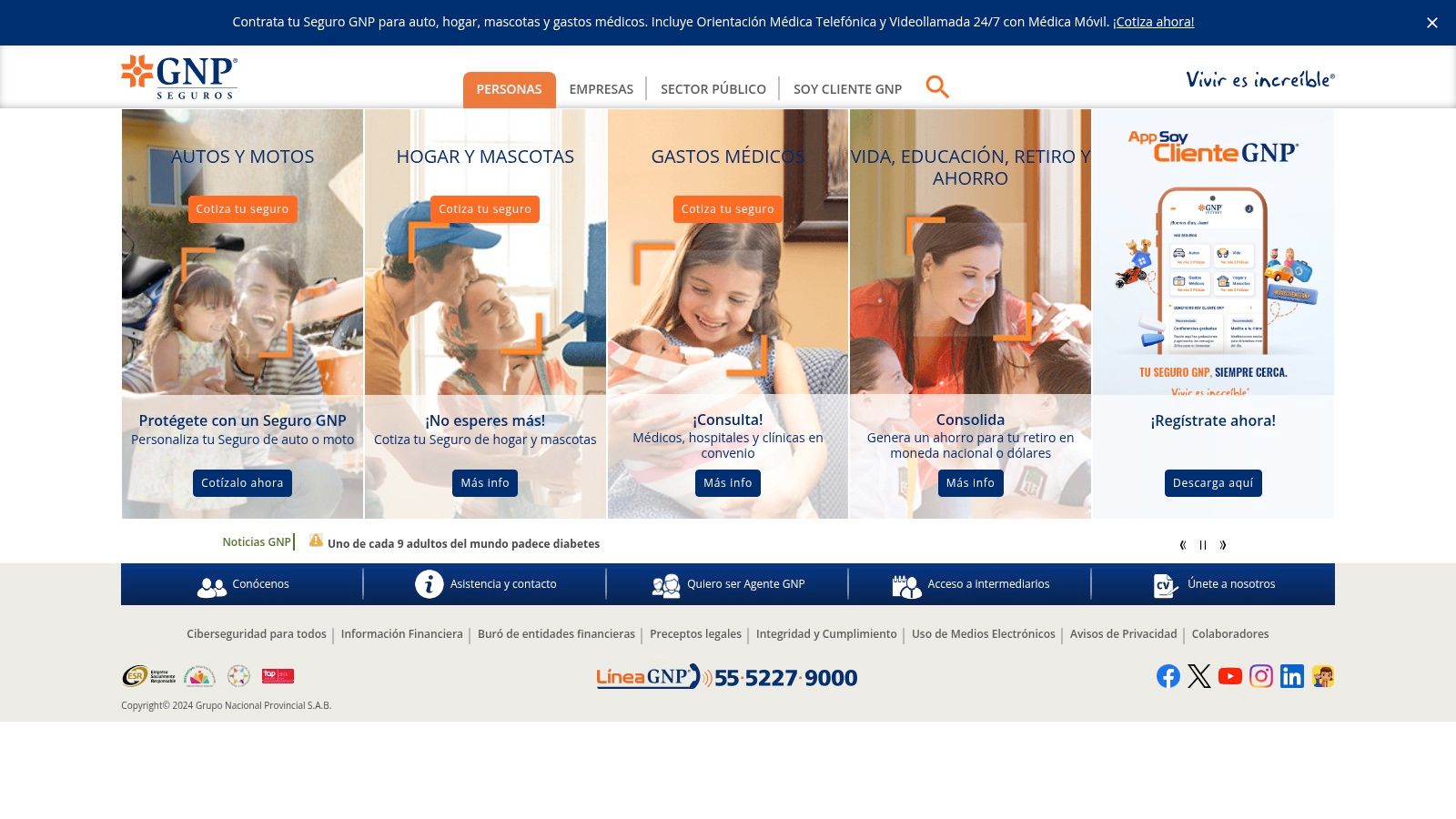 Página de inicio de GNP Seguros