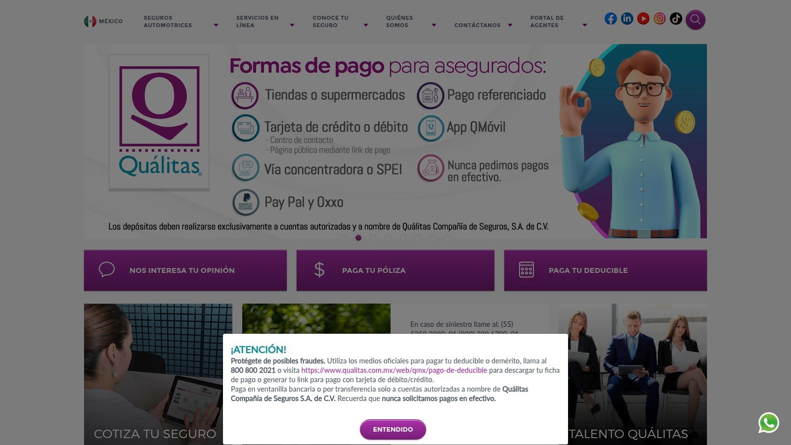 Coberturas de seguro de auto de Quálitas