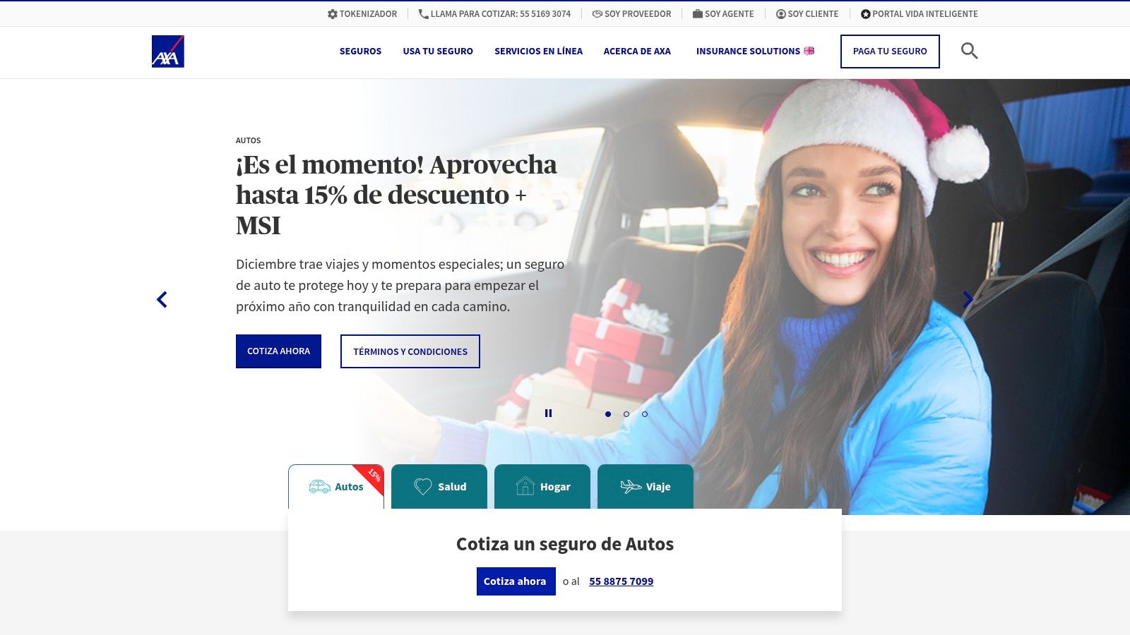 Página de inicio de AXA Seguros México