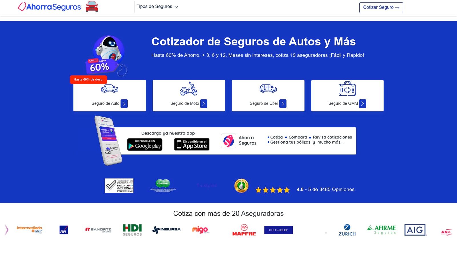 Comparador de seguros de auto AhorraSeguros.mx