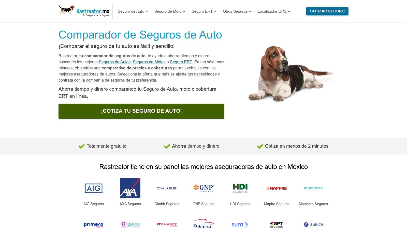 Comparador de seguros de auto Rastreator.mx