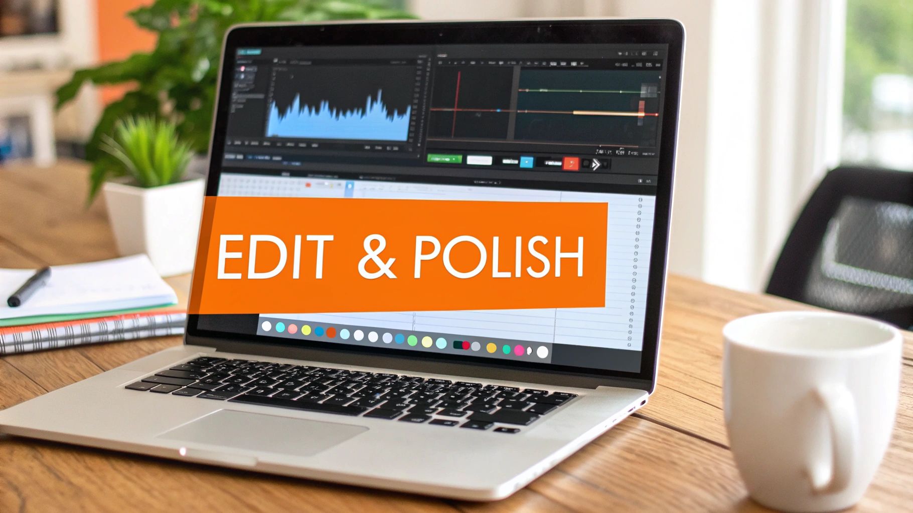 Person editing an AI-generated video on a computer