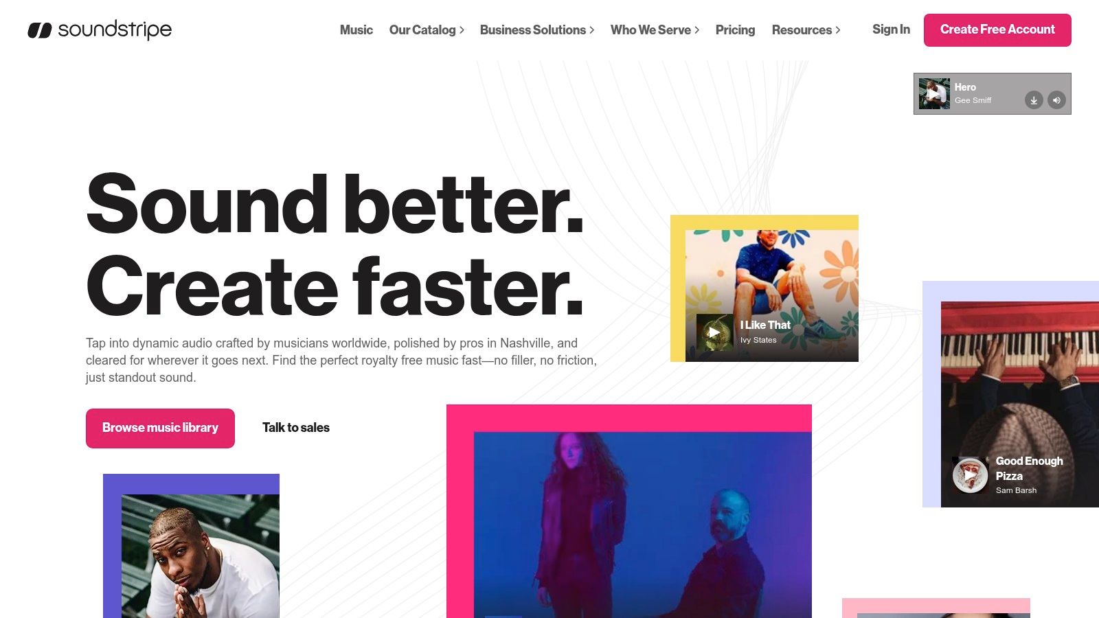 Soundstripe's music library and user interface, designed for creators.