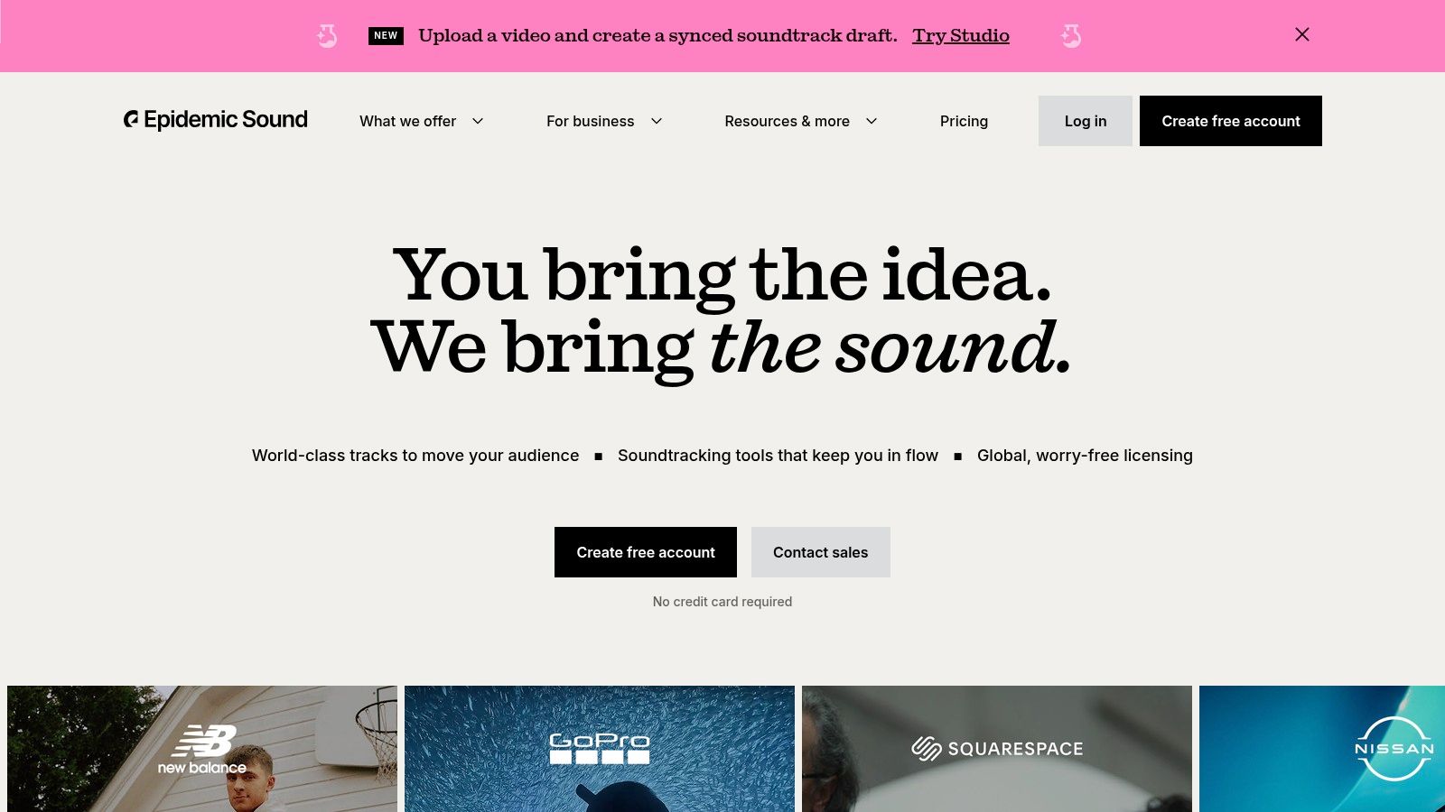 Epidemic Sound's user interface showcasing its extensive music library for creators.