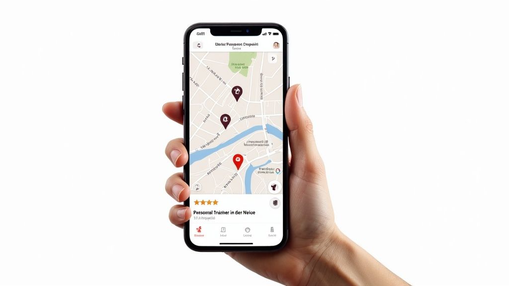 Frau setzt Ziele in Kalender-App