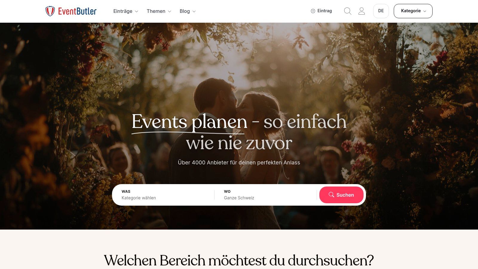 Eine Übersicht der vielfältigen Event-Optionen auf der EventButler Plattform.